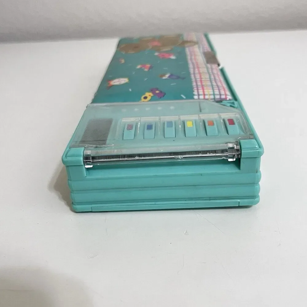 Vintage Sanrio Bear Padded Multi-Function Pencil Case Pop-Open Compartments 1990